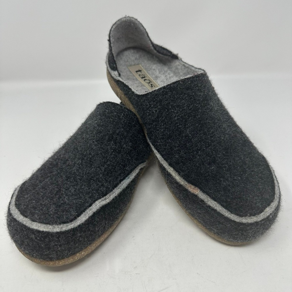 Taos Slippers Women 40 Charcoal Wool Do Slip On Clog House Shoe Orthotic 2288